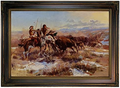 CM Russell Wounded - Brown Gallery Framed Canvas Print Repro 15.25 x 21.25