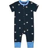 Teach Leanbh Toddler Baby Boys Girls Footless Pajamas Cotton 2 Way Zipper Printing Short Sleeve Romper Sleep and Play