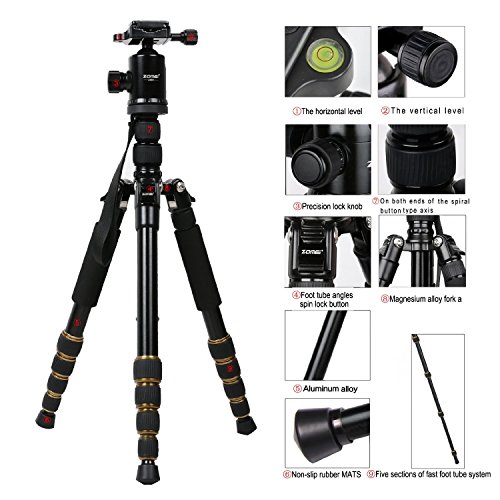 ZOMEI Z699 Magnesium Aluminum Alloy Travel Camera Tripod with Ball Head for Canon,Sony,DSLR