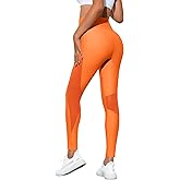 Fisoew Womens High Waisted Leggings Mesh Yoga Pants Butt Lifting Workout Running Stretchy Leggings