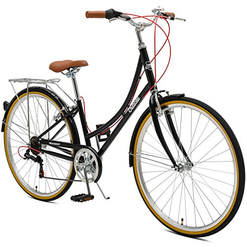 Retrospec Beaumont-7 Seven Speed Lady’s Urban City Commuter Bike Black / White 38cm/Small