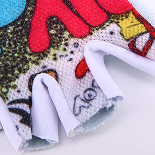 Roaming Kids Gloves for Age3-10, Great for Boys Girls Outdoor Sports, Cycling, Riding, Climbing, Scooter etc. (7-8Years, HappyBirthday-Half Finger)