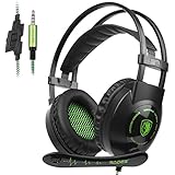 SADES SA801 3.5mm Surround Sound Stereo PC Gaming Headset Headband Gaming Headphones with Microphone Over-the-Ear Volume control Noise Isolation for New Xbox One PC Mac Tablets PS4 Laptop Phone(Green)