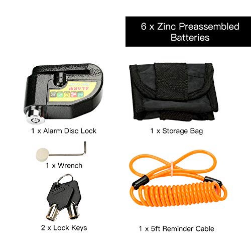 image for TANDD Anti-Theft Disc Brake Bicycle Lock with 110dB Alarm Sound, Water