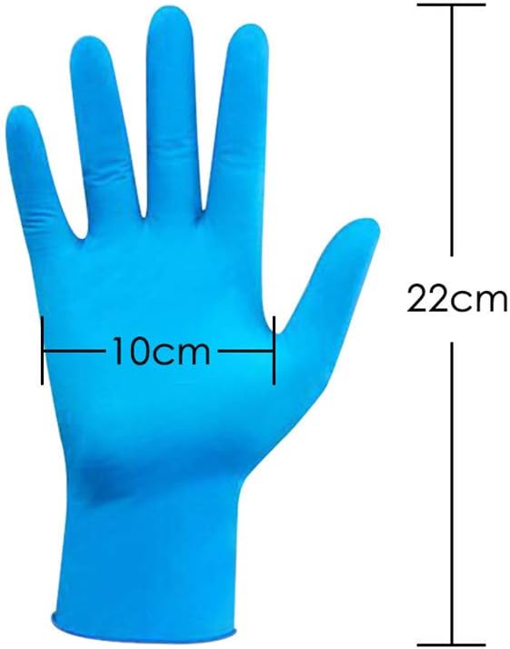 GFHFHITJ 100pcs Nitrile Gloves,Rubber Gloves,Mechanic Shield Gloves Powder-Free Nitrile Exam Gloves,Box/100pcs (Blue, L)