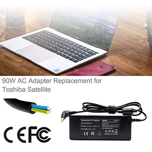 90W AC Adapter Charger for Toshiba Satellite L305 L305D L455 L505 L505D L635 L645 L655 L655D L745 L755 L775 L855 L875 A105 A135 C655 C675 C850 C855 Satellite Radius 11 14 15 Laptop Power Cord