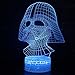LED 3D Optical Illusion Smart 7 Colors Night Light Desk Lamp with USB Cable (Darth Vader)