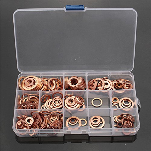 QOJA 280pcs m5-m20 solid copper washer set for tap plumbing garage - Thumbnail 2