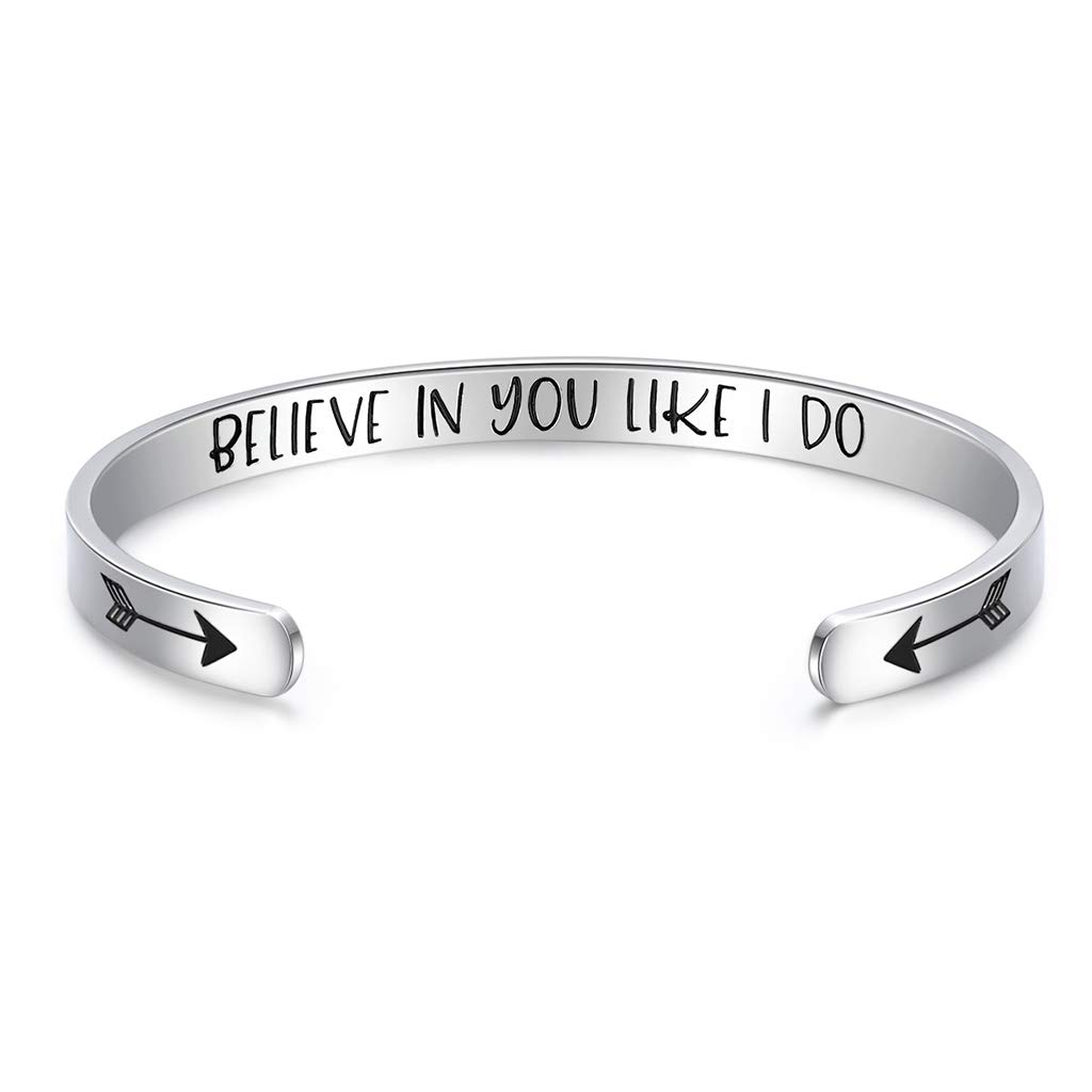 CERSLIMO Friendship Bracelet for Women - Inspirational & Motivational Cuff Bangle for Best Friend, Sister, Mother, Teacher Gifts & Birthday, Christmas Gifts - Believe In You