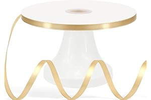 Apeseek 120 Yards Champagne Gold Ribbon 1/4 Inch, Satin Ribbon for Gift Wrapping, Crafts, Flower Bouquet, Wedding, Baby Shower, Balloons Party, Christmas, Halloween