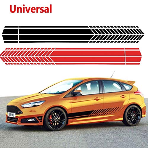 i-VIVIAN Universal Sports Racing Stripe Graphic Stickers and Decals for Truck Auto Car Body Side Door (Black)