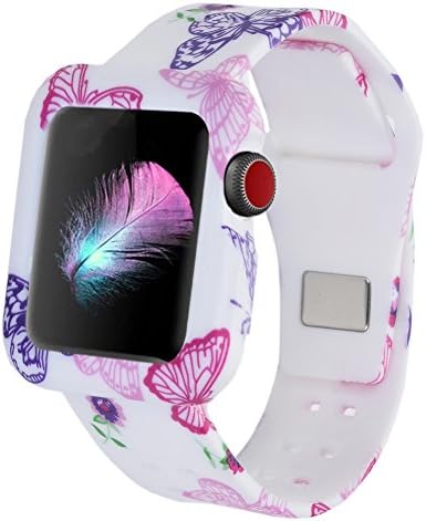 XiangMi Soft Protective Case with Strap Bands for Apple Watch/iWatch Series 3 Series 2 Sport Edition,Silicone Rubber Watch Case Strap Bracelet for iWatch All Models