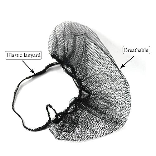 OKEKON 100 Pack Economical Disposable Beard Net/Protector Bouffant Non-woven,Latex Free for Food Service and Kitchen Sanitary Supplies,Beard cover Lightweight & Breathable Fits Most Men, Color Black