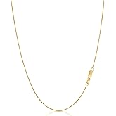 MONVAU 14K Yellow, White or Rose Gold Box Link Chain Dainty Yellow Gold Necklace for Women and Men with Lobster Clasp