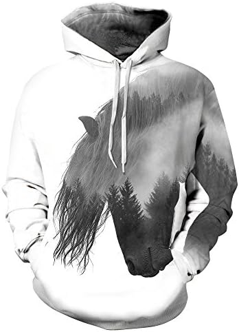 youvimi Unisex 3D Printed Drawstring Pockets Pullover Hoodie Hooded Sweatshirt