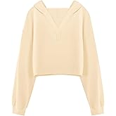 Remidoo Women's Casual Long Sleeve Crop Top Hoodies Sweatshirt with Drawsting