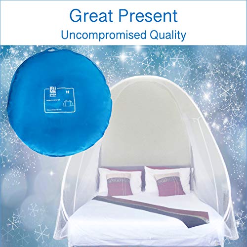 EVEN NATURALS Luxury Pop Up Mosquito Net Tent, Large: for Twin to King Size Bed, Extra Fine Holes, Canopy with Lace, Folding Design with Bottom, 2 Entries, Easy to Install, Storage Bag, No Chemicals - Thumbnail 5