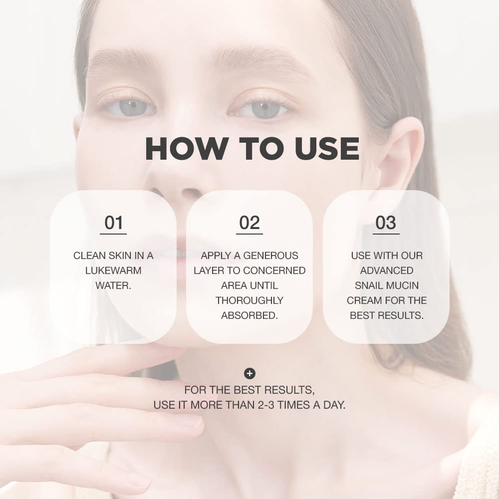 Snail Mucin Essence Serum | Advanced Snail Mucin Essence Serum | Snail Mucin Essence with High Concentrate of Snail Secretion Filtrate | Snail Serum with Natural Age-Defying Complex | Korean Essence Night Serum with 96% Snail Mucin Extracts | Korean Essence for Skin Firming Benefits | Skin Firming Snail Serum for Sensitive and All Skin Type | Formulated with Snail Mucin, Centella Asiatica and Othe