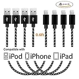 [4-Pack] Lightning Cable 7.3 Inches Short USB Charging Cord for iPhone iPad iPod Touch (2T) by moonship (black)