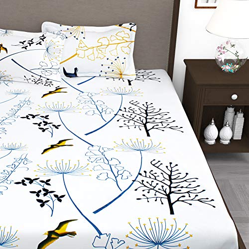 Story@Home Bedsheet for Double Bed | 100% Cotton, 210TC, White & Black, Floral, Includes 1 King Size Bedsheet Cotton (270 x 270 cm) & 2 Pillow Covers (46 x 69 cm). Perfect for Festive Gifting! 3 Story@Home Bedsheet for Double Bed | 100% Cotton, 210TC, White & Black, Floral, Includes 1 King Size Bedsheet Cotton (270 x 270 cm) & 2 Pillow Covers (46 x 69 cm). Perfect for Festive Gifting! - Image 3