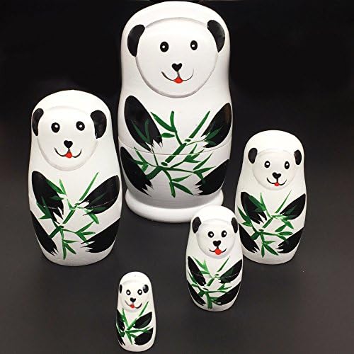 Russian Nesting Dolls,LIMNUO Panda Wooden Russian Nesting Dolls Matryoshka Wood Nested Stacking Dolls
