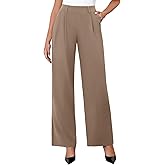 DLOODA Womens Wide Leg Dress Pants Stretchy High Waisted Work Pants Business Casual Office Trousers with Pockets