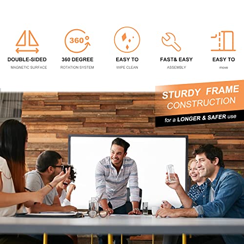 Dry Erase Whiteboard Easel on Wheels 48'' x 32'' Large Double Sided