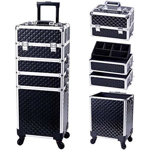 Stagiant Rolling Makeup Train Case Large Storage Cosmetic Trolley 4 in