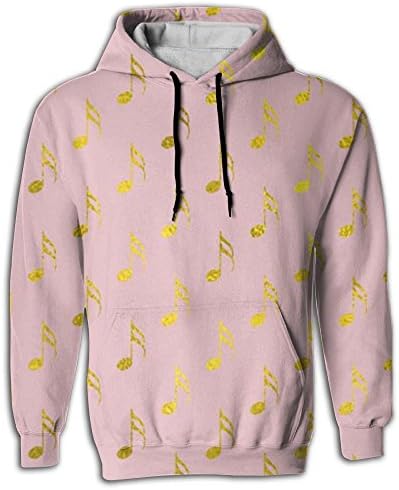 KRARO Golden Musical Symbol Men's Pullover Hoodie Sweatshirt Sport Outwear wiht 3D Printed Front Pocket