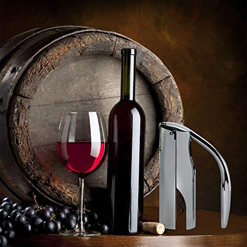 Vinturi V9036 Vertical Lever Corkscrew Wine Opener with Built-in Foil Cutter and Non-Stick Cork Spiral, Silver - Thumbnail 3
