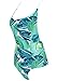 Qpladlse Swimwear Women's One Piece Swimsuit Reversible Lace-Up Bathingsuit(FBA) (S, Green Leaves)