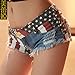 Women Sexy American US Flag Hot Slim Low Waist Burr Ripped Hole Cut Off Destroyed Nightclub Jean Denim Shorts Pants