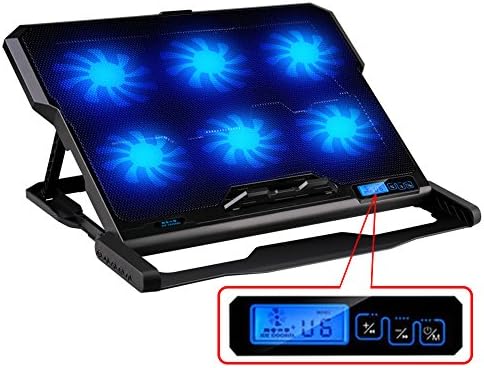 Laptop Cooler, ICE COOREL Super Mute 6 Fans Laptop Notebook Computer Fan Base Plate Laptop Cooling Base Pad CPU Coolers Radiators Cooling Rack Stand for PC, Macbook Laptop Notebook (Black)