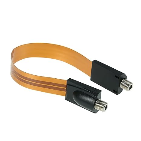 OWSOO Extrem dünne Flache Stromkabel F-Stecker passt unter Türen Windows ohne Bohren 26cm lang + F männlich Kamera Power Inpu