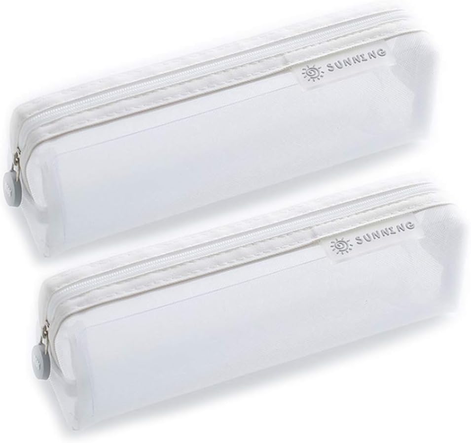 Uniuooi Clear Pencil Case Set of 2, Professional Exam Mesh Pencil Case