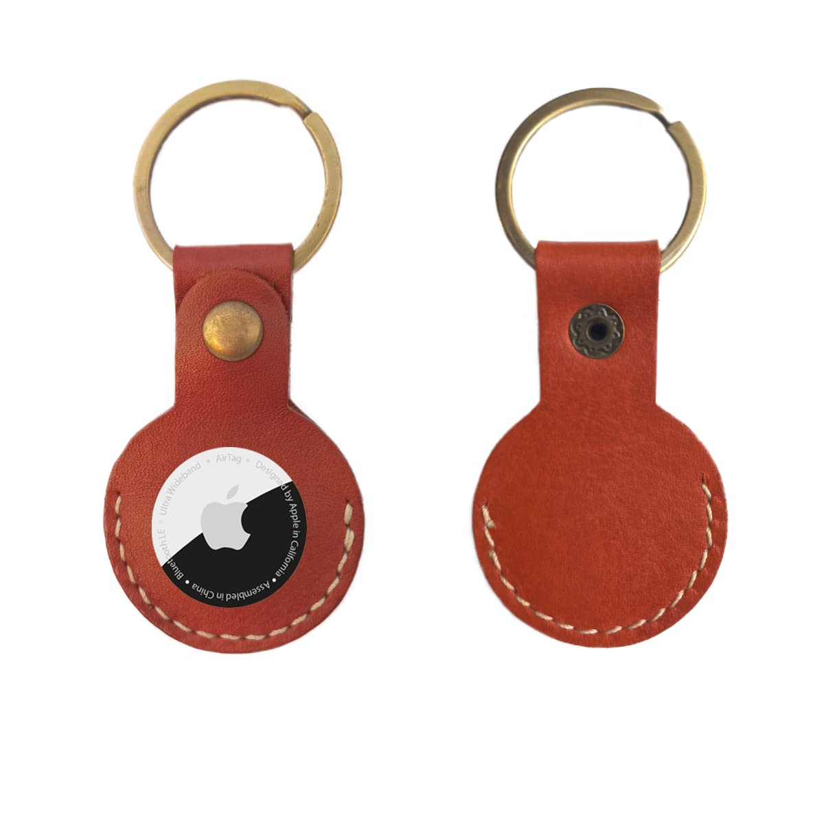 Genuine Leather Apple Airtag holder |Handmade, Durable, Unbreakable Apple Airtag Keyring | Airtag Case for Keys, Bag, Luggage and Pet Collar | Protective Case for Airtag Cat Collar Airtag Dog Collar