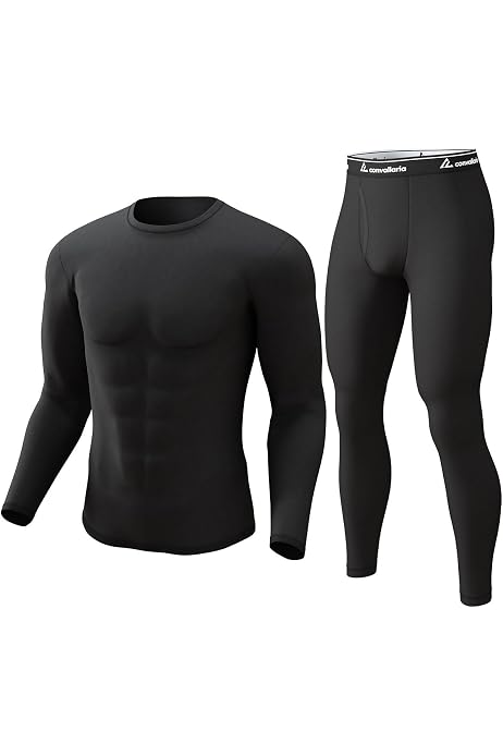 Muezna Herren Thermo-Unterwäsche Set – Lange Unterhose & Top Aus Fleece, Weich & Wärmend