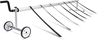 COSTWAY Pool Aufroller fahrbar, Aufrollvorrichtung aus Aluminium, Aufrollsystem für Solarfolie Solarplane und Abdeckung, Poolaufroller 150 cm bis 570 cm verstellbar