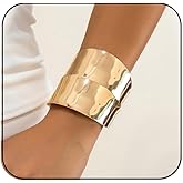 Bestleey Chunky Gold Bracelets for Women,Textured Adjustable Wrist Bracelet Statement Vintage Irregular Bracelet Minimalist Classic Fashion Jewelry