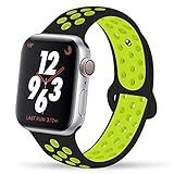 YC YANCH Greatou Compatible for Apple Watch Band 42mm 44mm,Soft Silicone Sport Band Replacement Wrist Strap Compatible for iWatch Apple Watch Series 5/4/3/2/1,Nike+,Sport,Edition,S/M,Black Volt