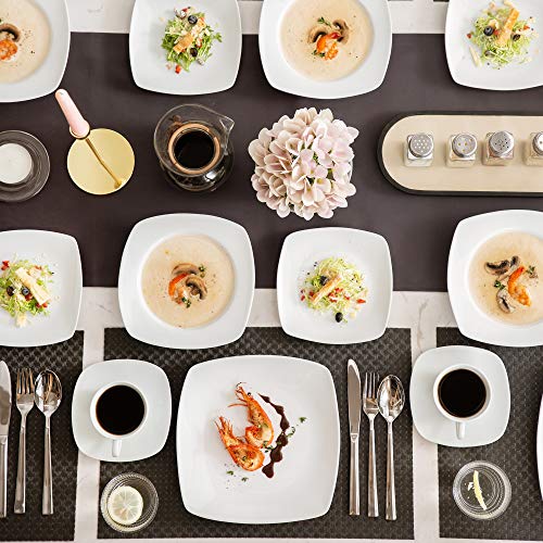 MALACASA, Serie Julia, Geschirrset 12 Personen, 60 Teilig Porzellan Geschirr Set,Kombiservice Tafelservice mit Speiseteller, Dessertteller, Suppenteller, Kaffeetassen, Untertassen je 12 Stück – Bild 3