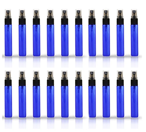 20 Pack Set 10ML Protable Refill Bulk Atomizer Spray Travel Perfume Bottle Hydrating Empty Bottle (Blue)