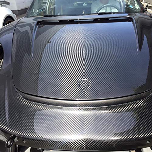 DIYAH 5D High Gloss Black Carbon Fiber Vinyl Bubble Free Air Release Car Wrap Film Automotive DIY Decals with Knife and Hand Tool (120" x 60" / 10 FT x 5 FT)