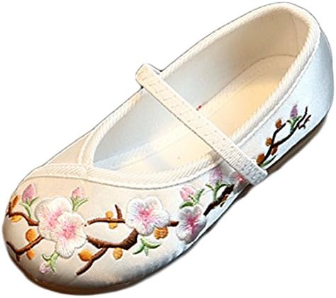 YIBLBOX Toddler Baby Girls Mary Janes Ballet Flats Chinese Traditional Embroidered Shoes for Cheongsam