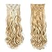 7Pcs/Set Clip in Hair Extensions 20Inch Long Wavy Heat Resistant Synthetic Hairpiece Gifts for Girl Lady Women (Bleach Blonde 27/613#)