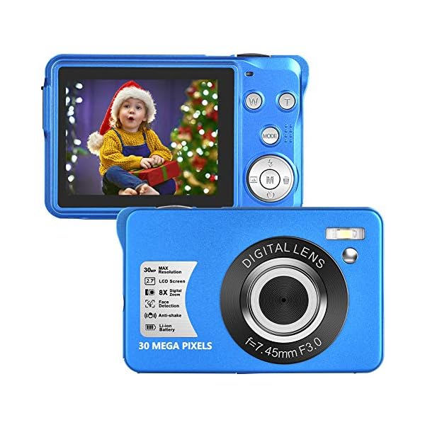 LongOu Digitalkamera 1080P Full HD 30 Megapixel Fotoapparat Digitalkamera 2,7-Zoll-LCD Kompaktkamera Fotokamera mit 8…