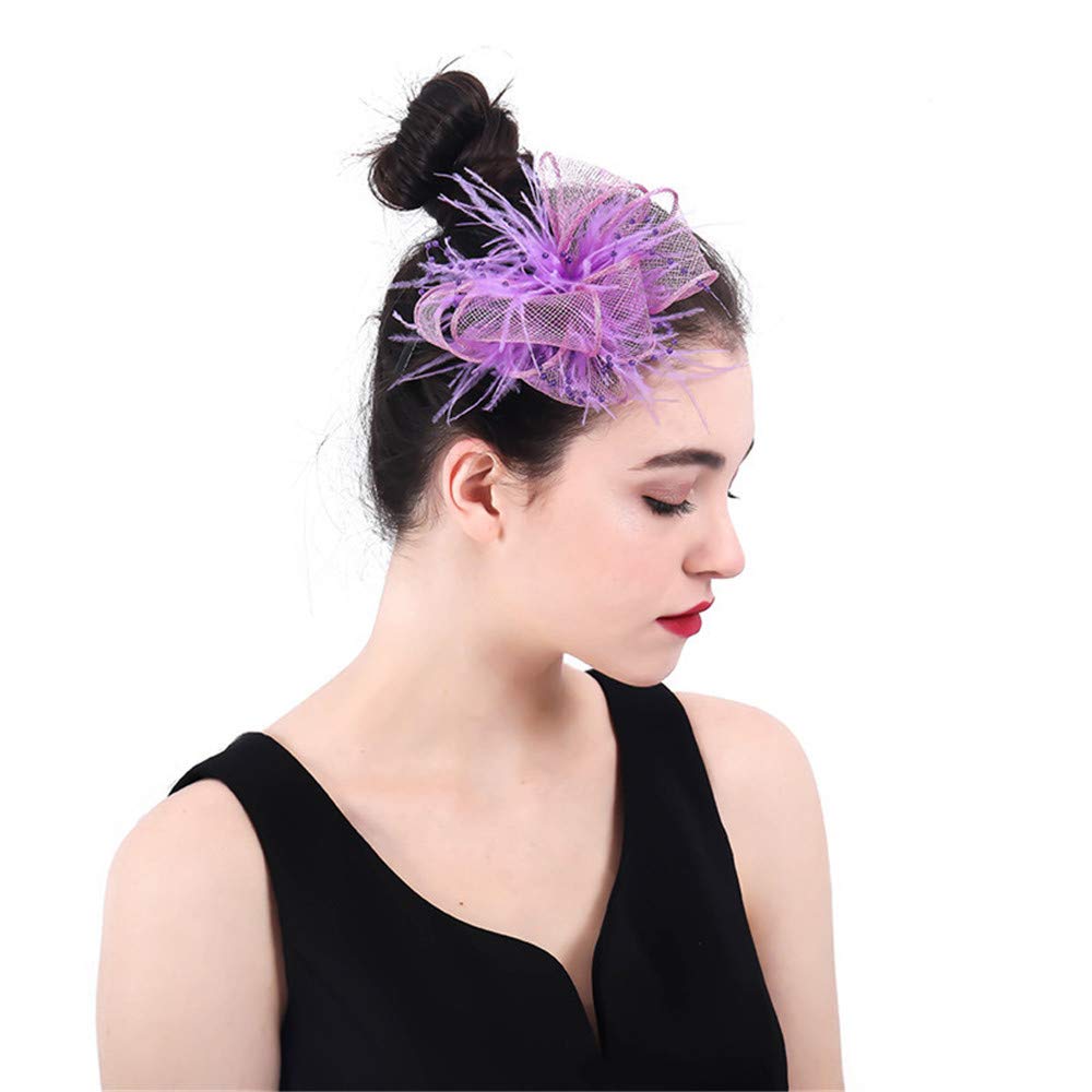 Lyq Hat Women S Elegant Fascinators Bridal Feather Hair Clip