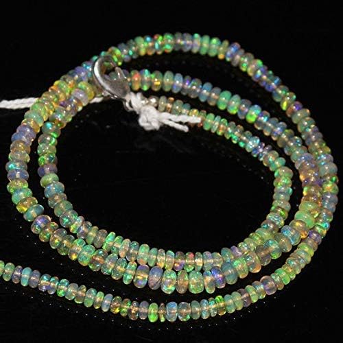 Ethiopian Fire Welo Opal Smooth Rondelle Loose Gemstone Craft Beads Strand Necklace 16" 3mm 4mm by Gemswholesale