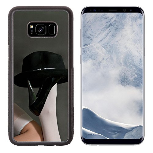 Luxlady Samsung Galaxy S8 Plus S8+ Aluminum Backplate Bumper Snap Case IMAGE ID 5689459 black hat to shoe with heel on gray background