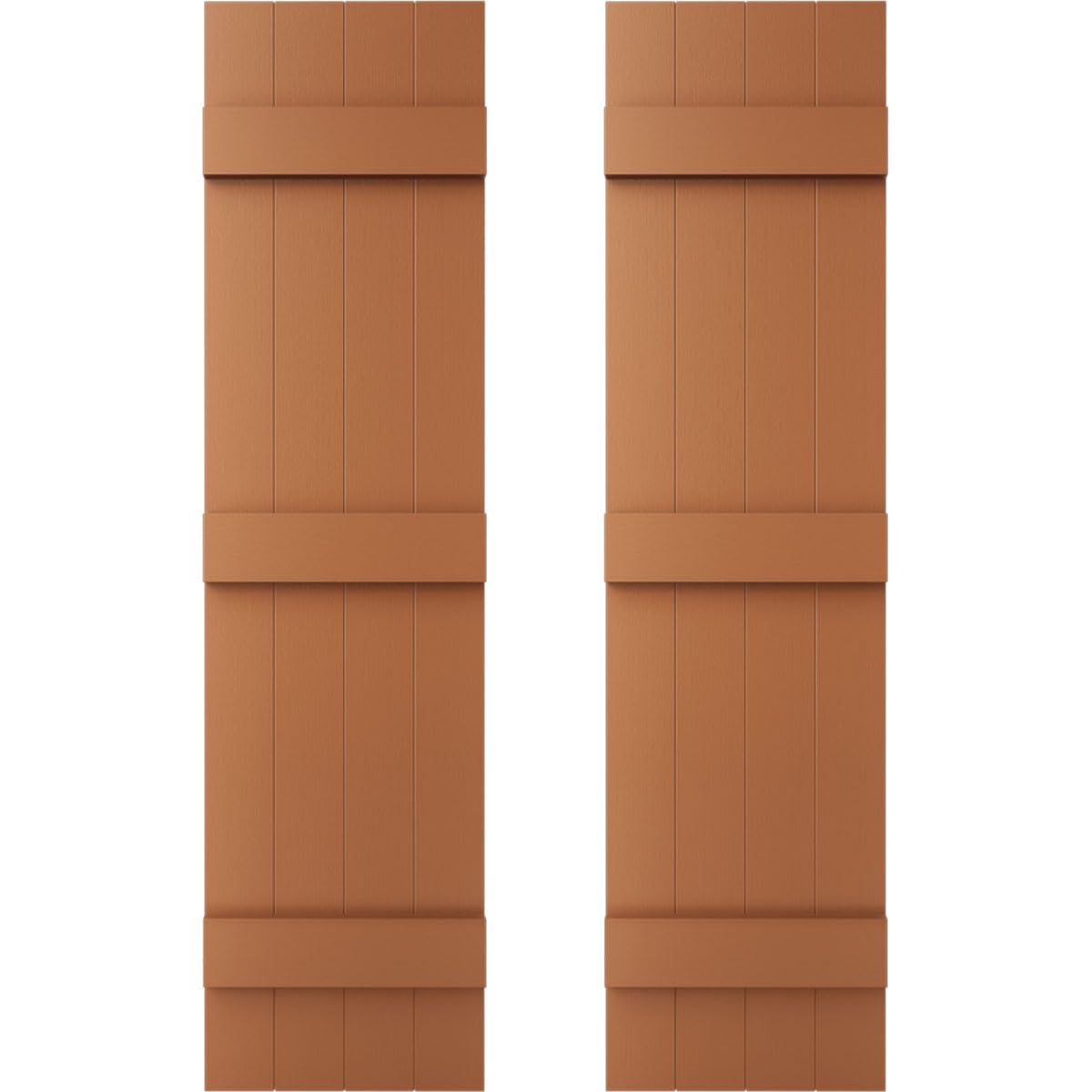 Photo 1 of 14 in. W x 55 in. H Builders Edge, Standard Four Board Joined (3 Batten), Board-n-Batten Shutters, Includes Matching Installation Spikes (Per Pair), 471 - Treated Cedar